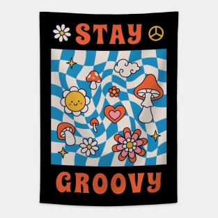 Stay groovy retro vintage 70s 80s aesthetic Tapestry