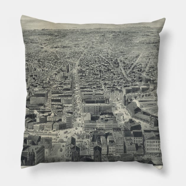 Vintage Pictorial Map of Providence RI (1895) Pillow by Bravuramedia