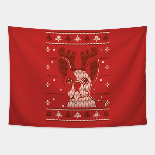 French Bulldog - Ugly Sweater Tapestry by rjzinger