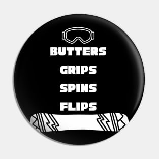 Lispe Snowboard Butters Grips Spins Flips Pin