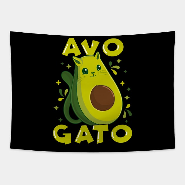 Cute & Funny Avogato Avocado Cat Pun Tapestry by theperfectpresents