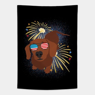 Cool Dog USA flag Patriotic 4th July independence day coolest shirt for july forth Tapestry