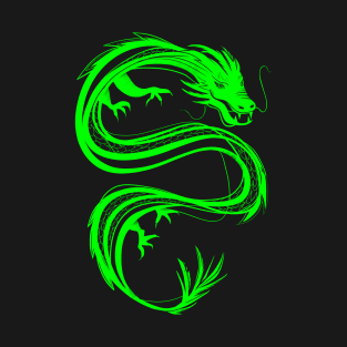 neon green traditional chinese dragon T-Shirt