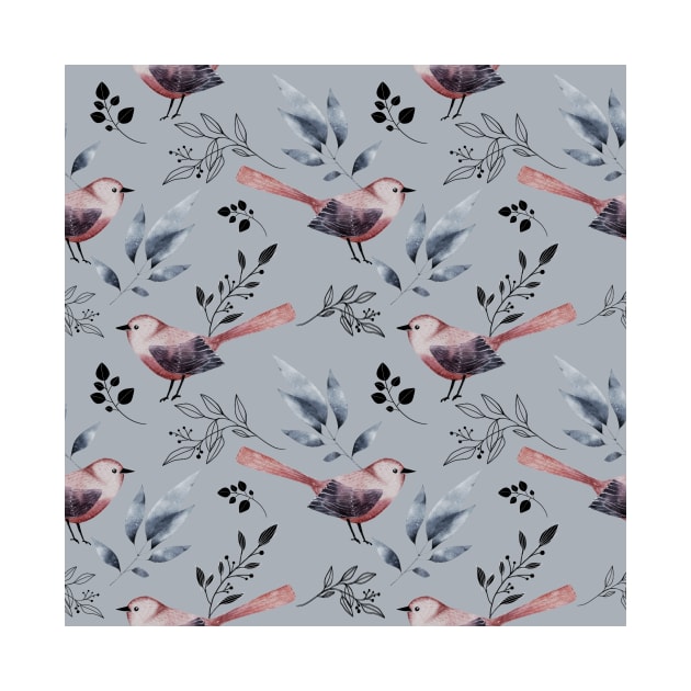 Pastel Wild Bird Flower Pattern by jodotodesign