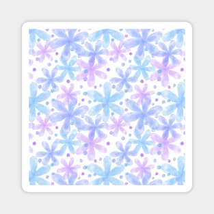 Loose soft pastel watercolor purple and pink romantic flowers pattern Magnet