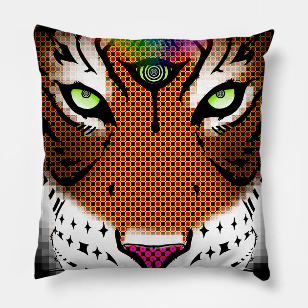 Third Eye of the Tiger Rainbow | Half Tone T-Shirt Pillow by ConstellationPublishing