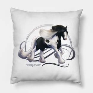 Black Tobiano Gypsy Vanner Horse Pillow