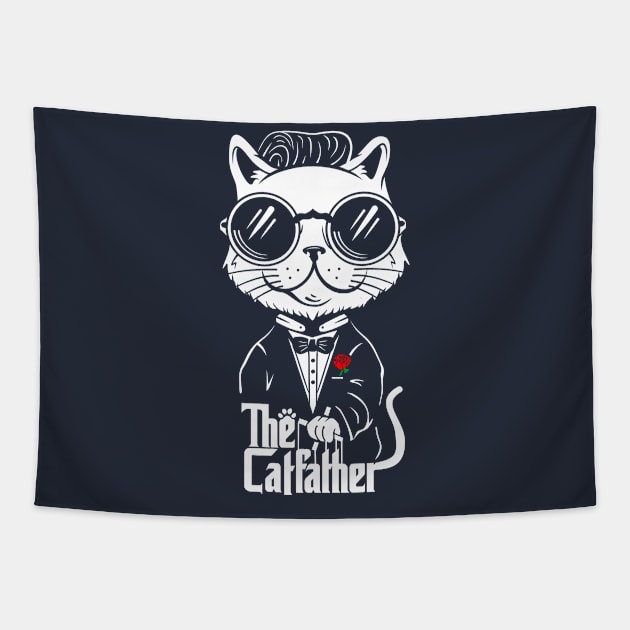 Vintage cat the godfather Funny cat Tapestry by Hellyeahstudio