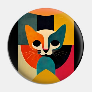 Geometric Cat Portrait Pin