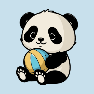 Cute Kawaii Baby Panda Holding A Volleyball T-Shirt