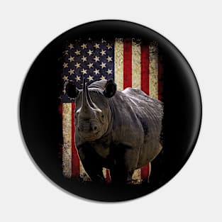 American Flag Rhino Love, Urban Safari Couture Tee Delight Pin