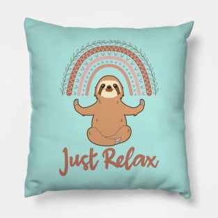 Sloth Just Relax Rainbow Spirit Animal Pillow