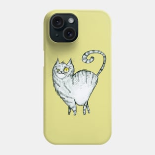 Grey curvy proud cat with stripes Phone Case