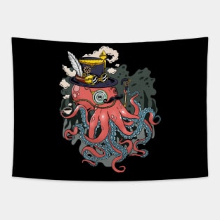 Mechanical Marvel: Steampunk Octopus Adventure Tapestry