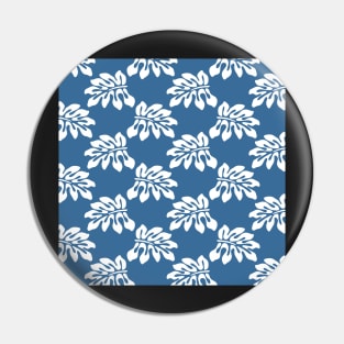 Blue White Tropical Leaf Pattern Pin