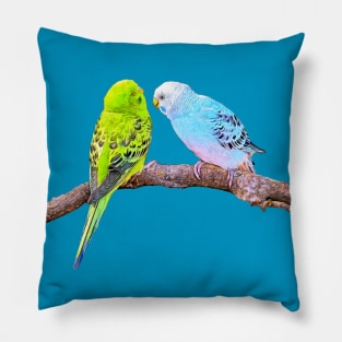 Cute budgie couple Pillow