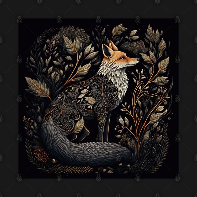 Thoughtful Folksy Fox With Fauna by All Folked Up