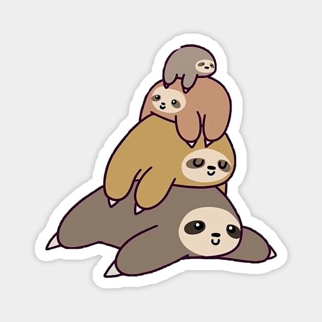 Sloth friends Magnet by Honu Art Studio