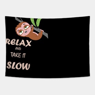 Funny Cute Slow Lazy Relaxed Sloth Tapestry