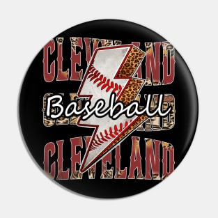 Graphic Baseball Cleveland Proud Name Team Vintage Pin