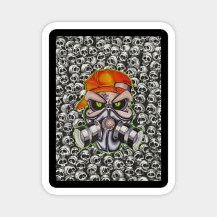 Graffiti Style Gas Mask Skull Character Magnet