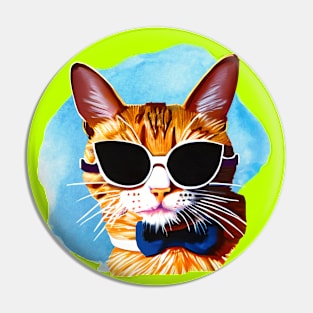 Ginger Cat wearing sunglasses Sassy Cat Pin