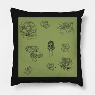 Woodland Mushrooms Sage 2 Pillow