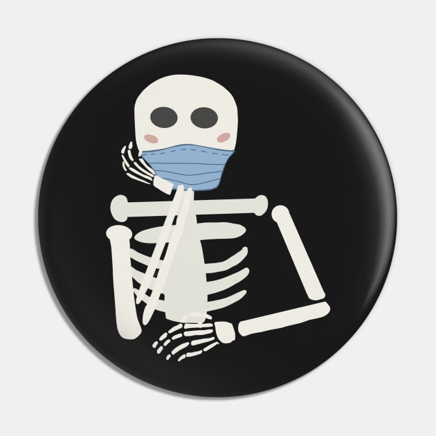 Skeleton wearing face mask Pin by Poohdlesdoodles