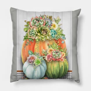 Pumpkins With Succulents A Pillow