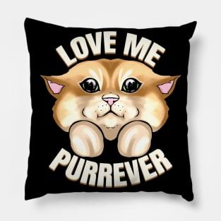 Cat Says Love Me Forever On Purrsday Pillow