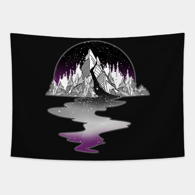 Asexual Flag Mountain River Tapestry by Psitta