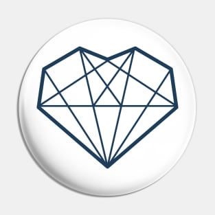 Geometric Blue Diamond Heart Pin