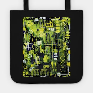 Northern Lights - Aurora Borealis Patten Black Green yellow Tote