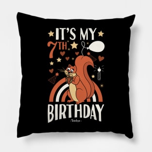 7th Birthday Squirrel Pillow