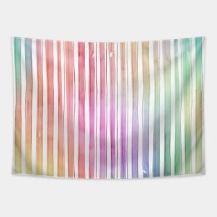 Bright Pastel Watercolor Stripes and Lines Tapestry