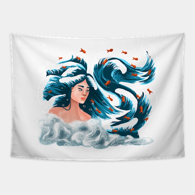 Beach hair Tapestry by msro1