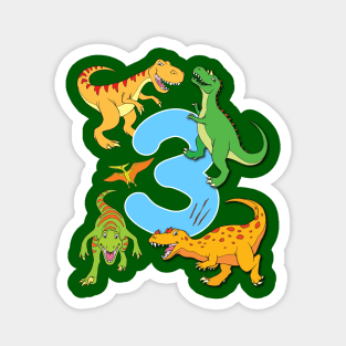 Dinosaur Birthday 3 Year Boys Girls Dino Design Magnet