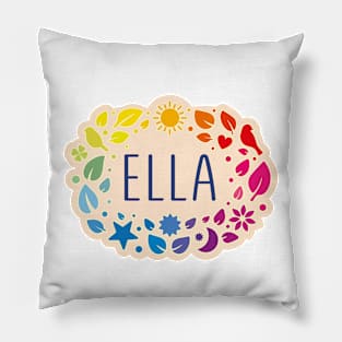 Ella name with colorful leaves Pillow