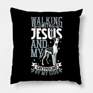 Jesus and dog - English Greyhound Pillow