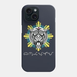 Philippine Sun Tribal line Art Tiger / Baybayin word Bantay-laya (Protectors of Freedom) Phone Case