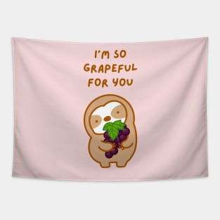 I’m So Grateful For You Grapes Sloth Tapestry