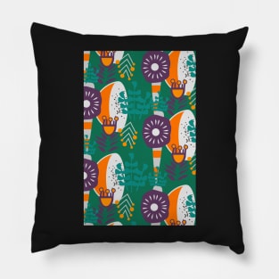 Purple, green, orange botany Pillow