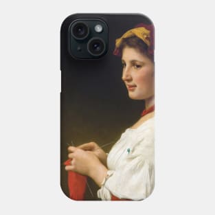 The Little Knitter by William-Adolphe Bouguereau Phone Case