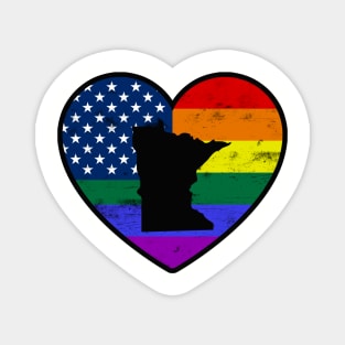 Minnesota United States Gay Pride Flag Heart Magnet