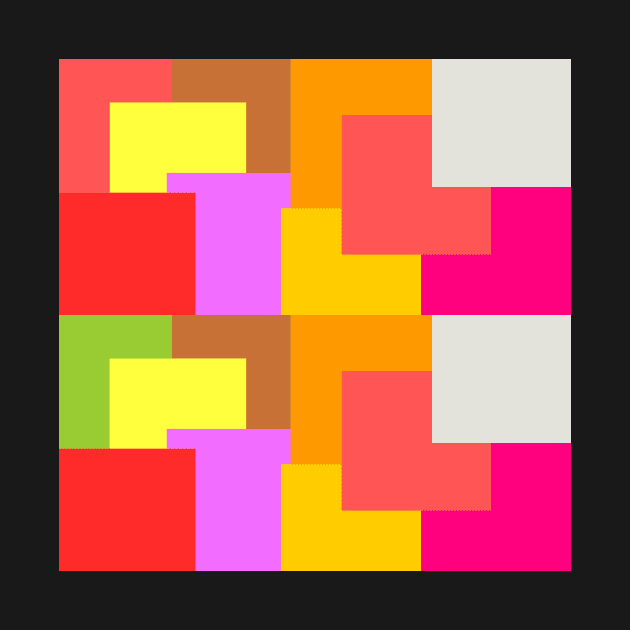 Bright colors abstract overlapping squares tiles pattern by Baobabprintstore