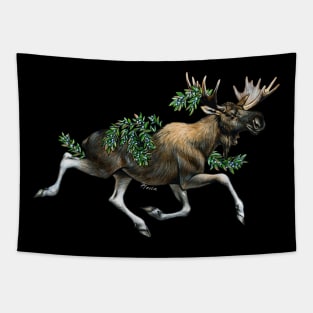 Moose with Blueberries Tapestry