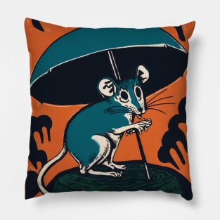 Cute Little Mouse With An Umbrella Pillow