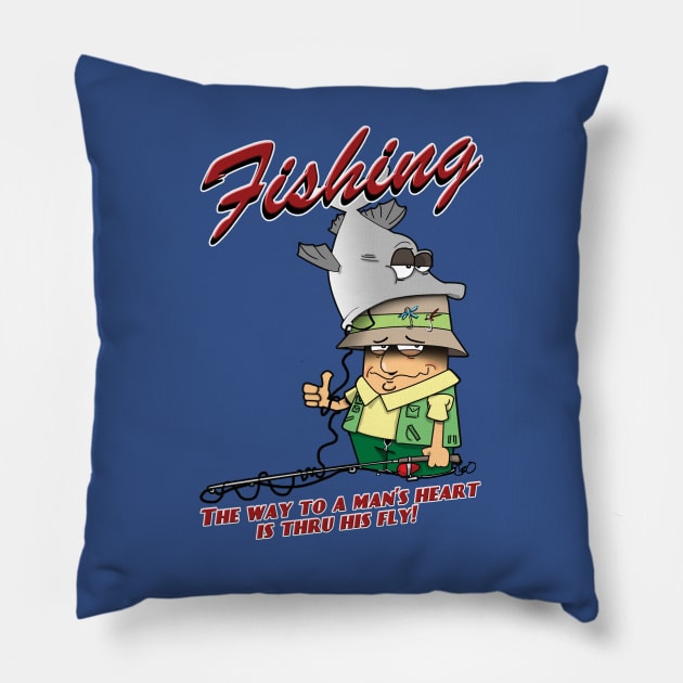 Fishing! Pillow by wickeddecent