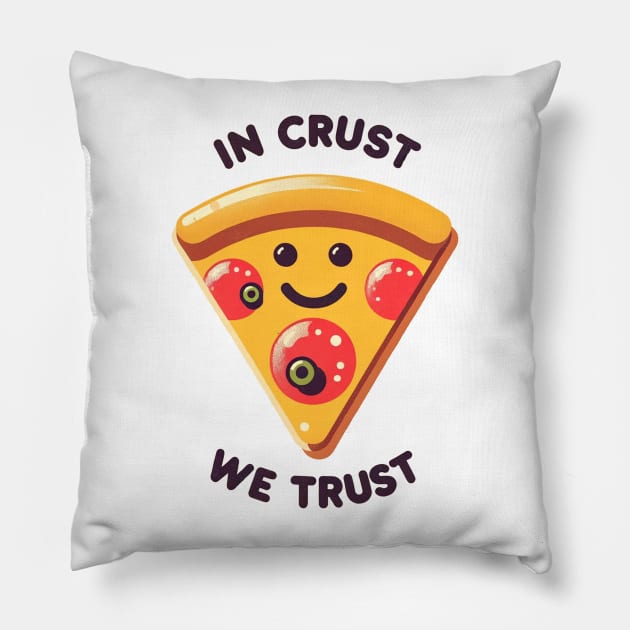 In Crust We Trust - Retro Pizza Slice Art Pillow by Retro Travel Design