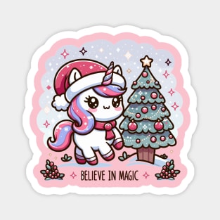 Magical Kawaii Unicorn Christmas Magnet